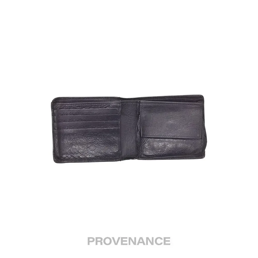 🔴 Balenciaga Screw Stud Bifold Wallet - Black Lambskin